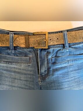GENUINE LEATHER Vintage-Look Belt in black and tan